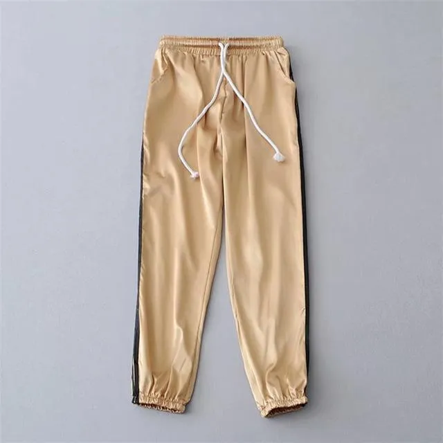 10 Color Women's Elastic High Waist Baggy Striped Sportswear Pants