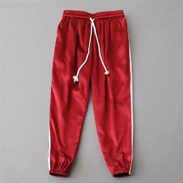 10 Color Women's Elastic High Waist Baggy Striped Sportswear Pants