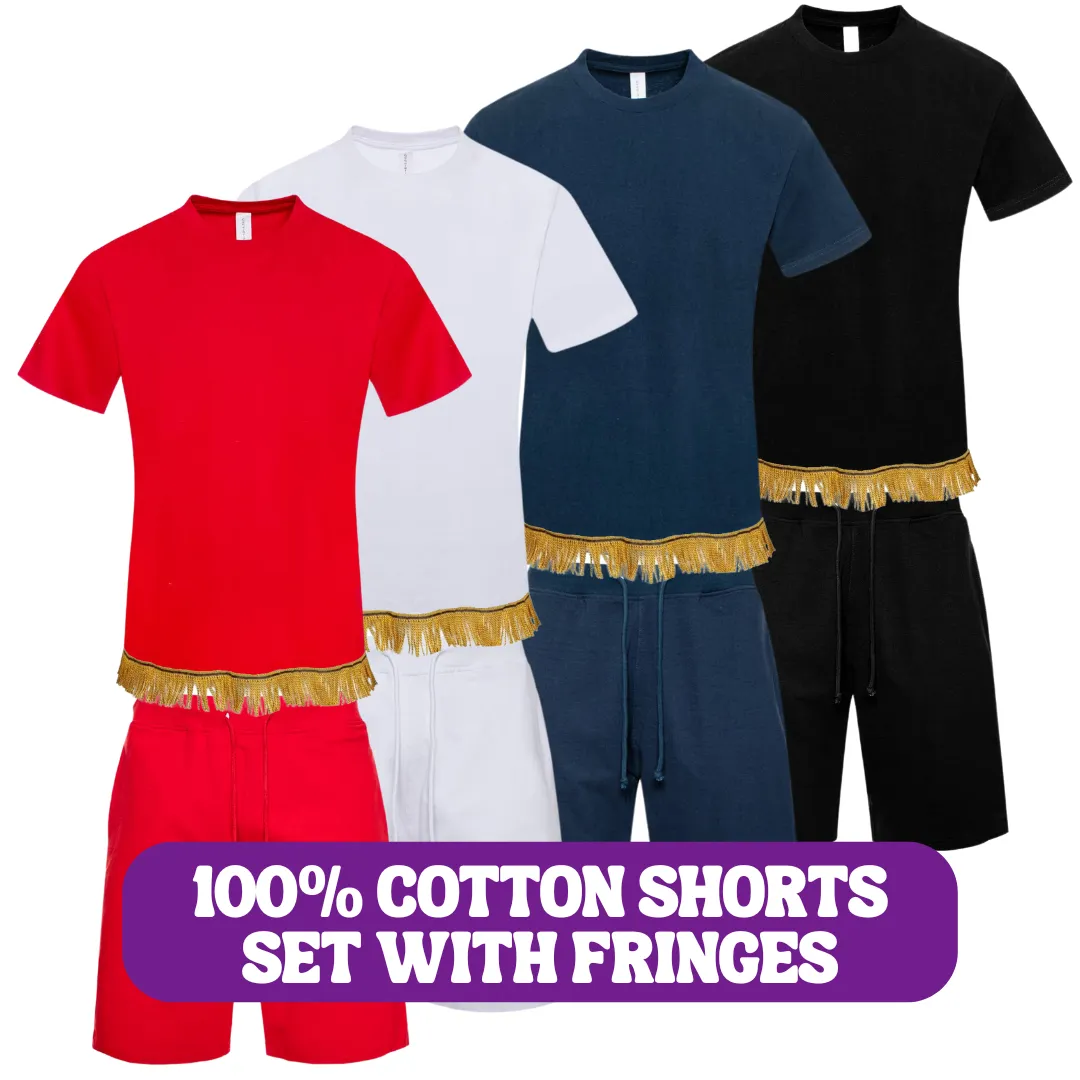 100% Cotton Shorts Set with Fringes