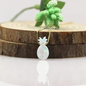 1Pc Synthetic 7.1X14mm White Pineapple Opal Necklace with Gold Chain