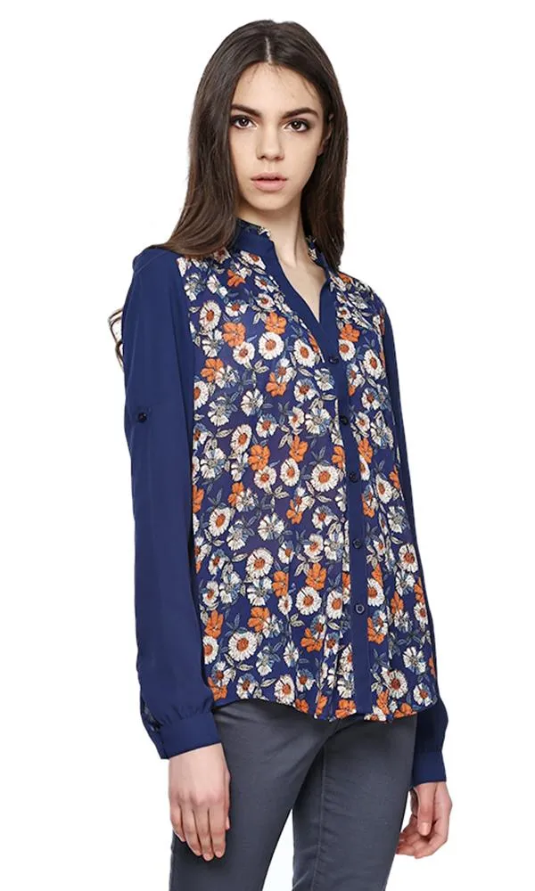 39215 WOMEN LONG SLEEVE SHIRT NAVY