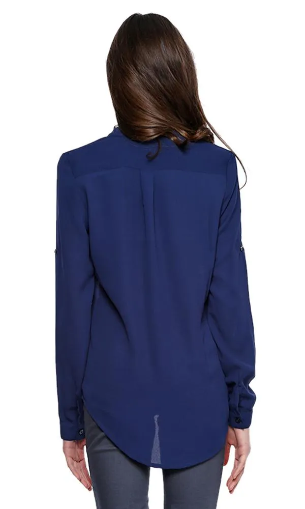 39215 WOMEN LONG SLEEVE SHIRT NAVY