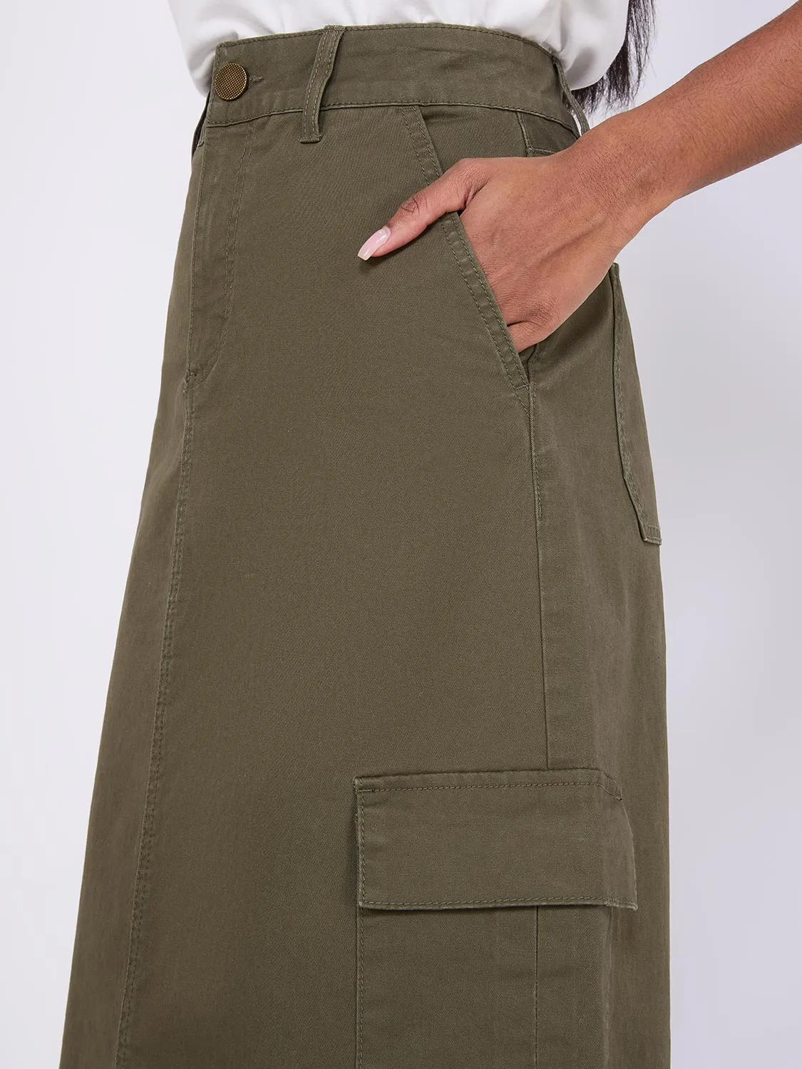 A-Line Cargo Midi Skirt