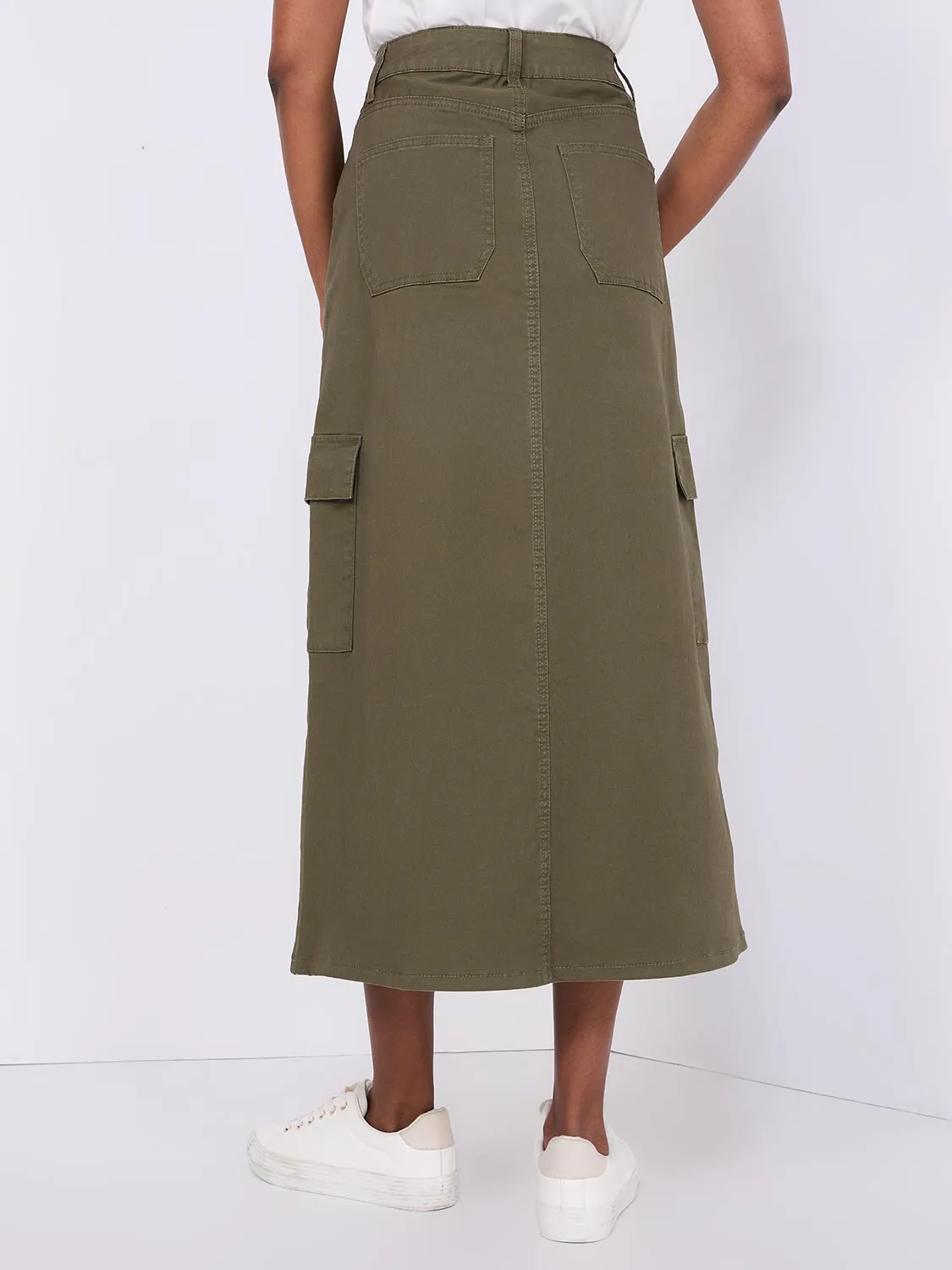 A-Line Cargo Midi Skirt