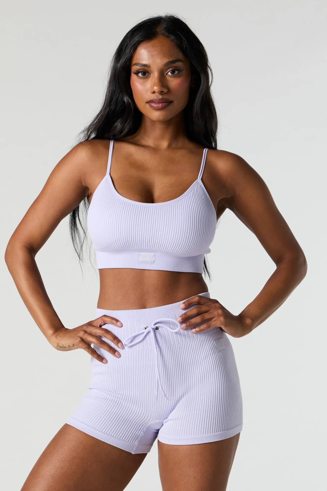 Active Seamless Ribbed Drawstring Short