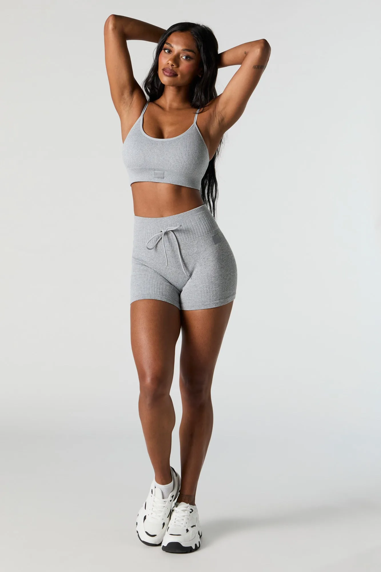 Active Seamless Ribbed Drawstring Short