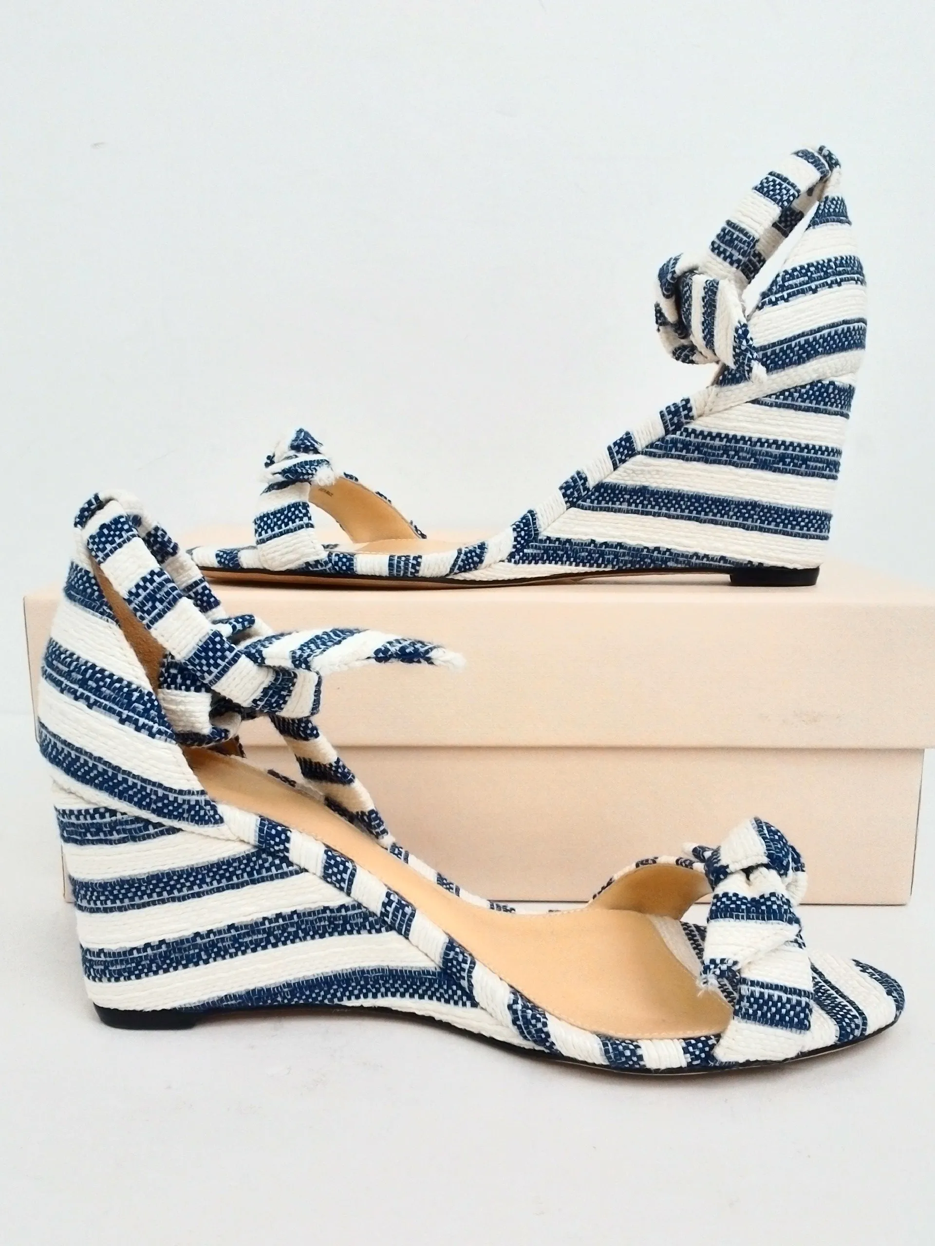 Alexandre Birman Women's Clarita Demi Wedge Fabric Blue Night Sky Size 38.5