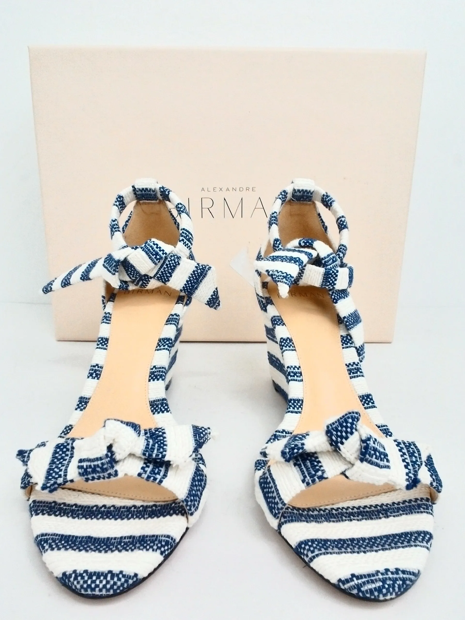 Alexandre Birman Women's Clarita Demi Wedge Fabric Blue Night Sky Size 38.5