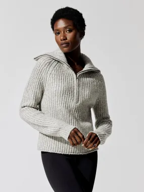 Audrey Zip-Up Sweater - Heather Grey