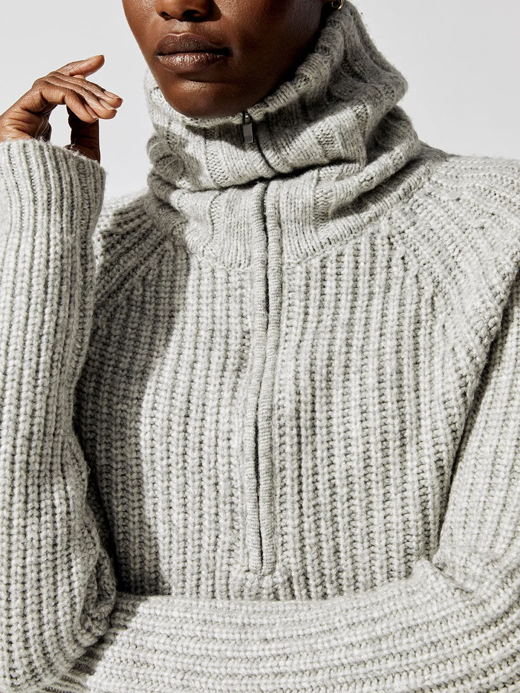 Audrey Zip-Up Sweater - Heather Grey