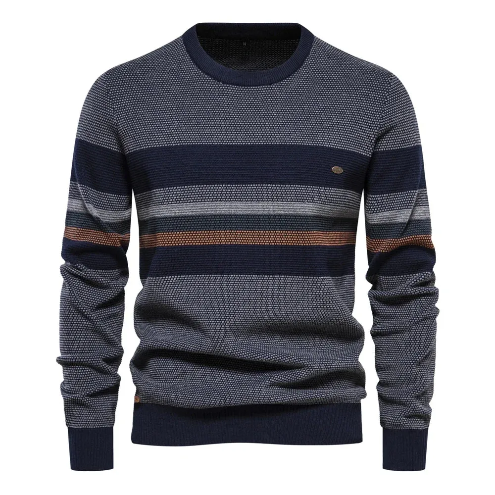 Autumn and Winter Patchwork Sweaters for Men High Quality Cotton Warm Pullover Casual Social Men Sweater