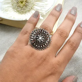 Ava Silver Oxidized Filigree Ring