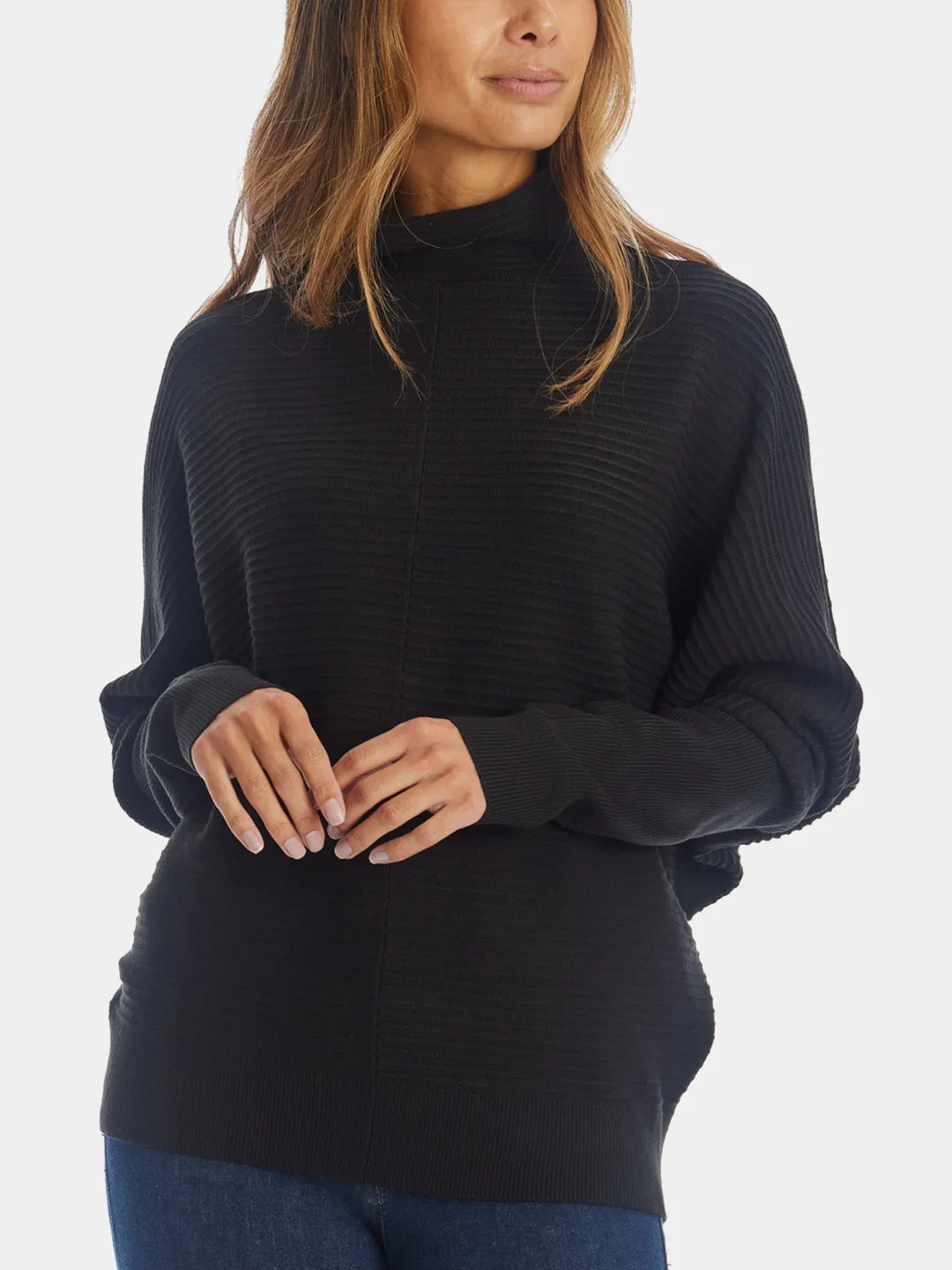 Babysoft Balloon Sleeve Mock Neck Sweater