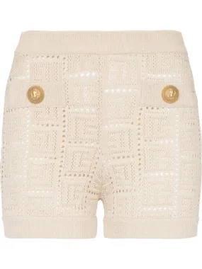 Balmain monogram mesh knitted shorts