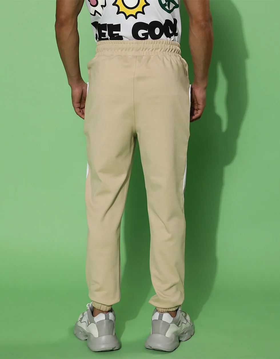 Beige Graphic Printed Track Pant