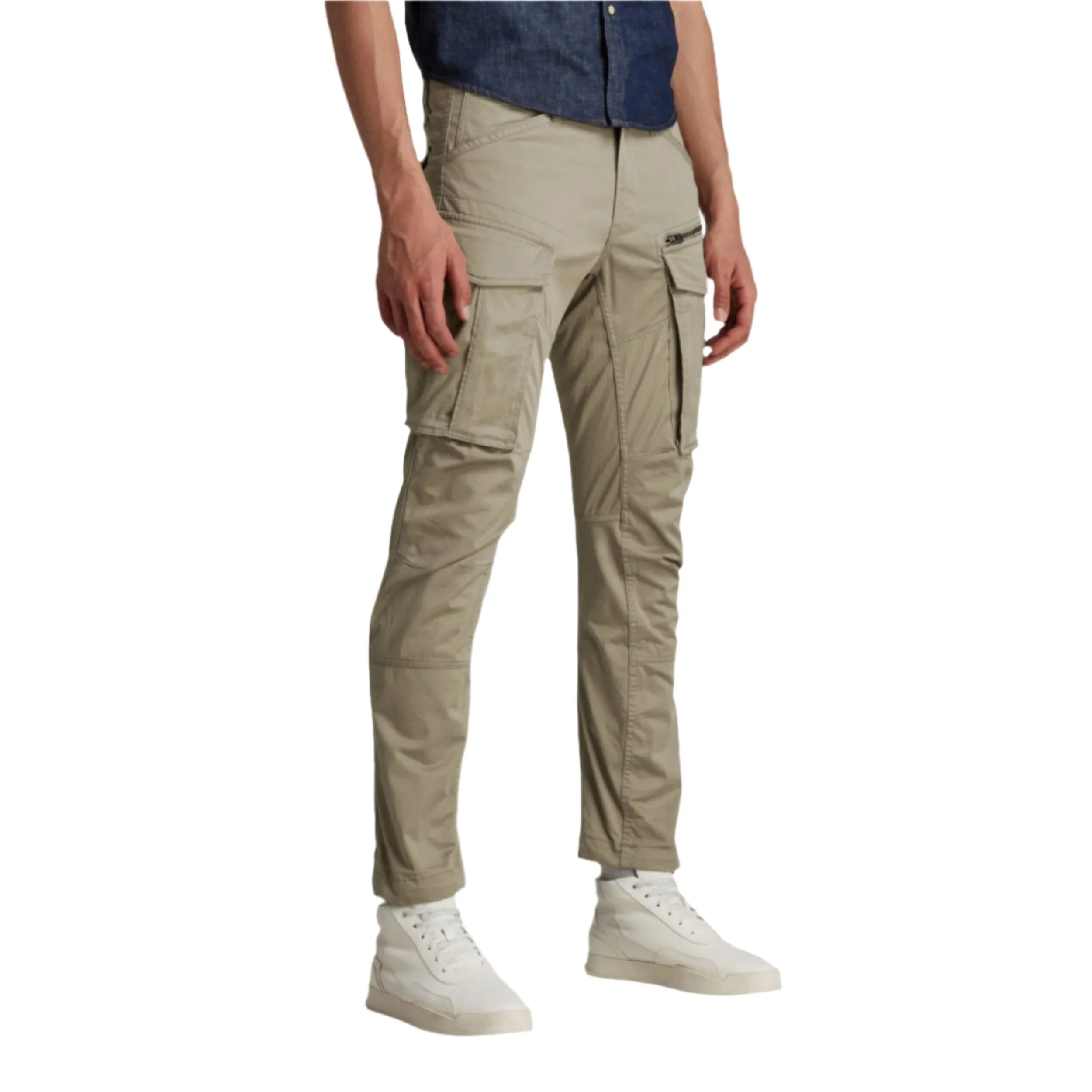 Beige Rovic Zip 3D Regular Tapered Pants