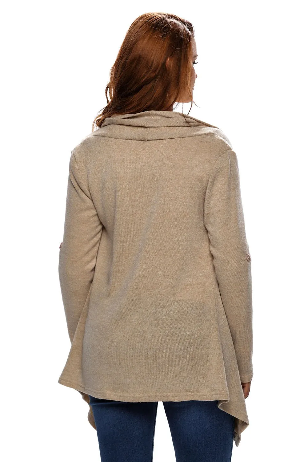 Beige V Neck Wrapped Sweater