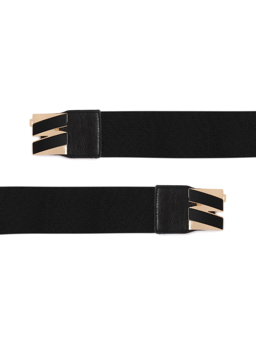 Berrylush Women Black Elastic Strap Buckle Hook Belt