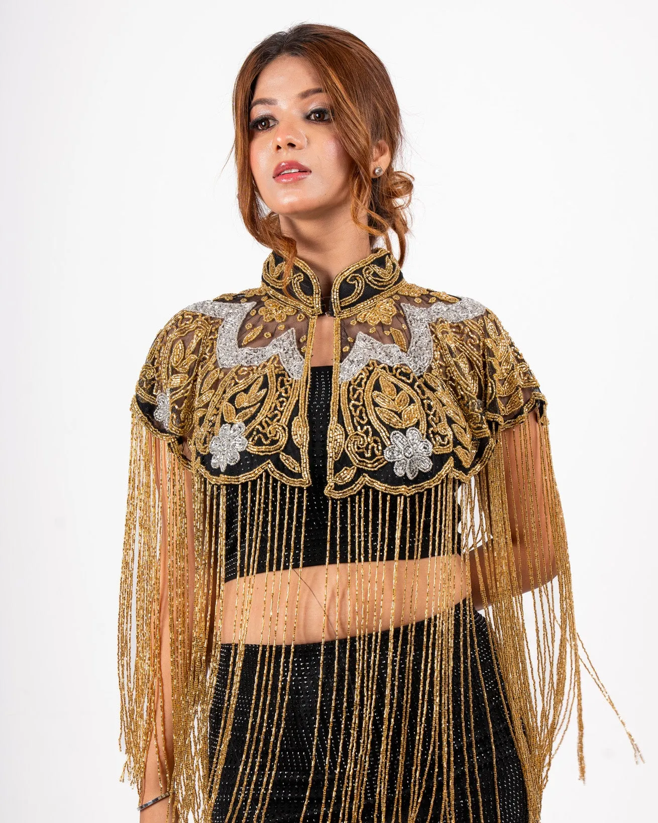 Black & Gold Beaded Shrug