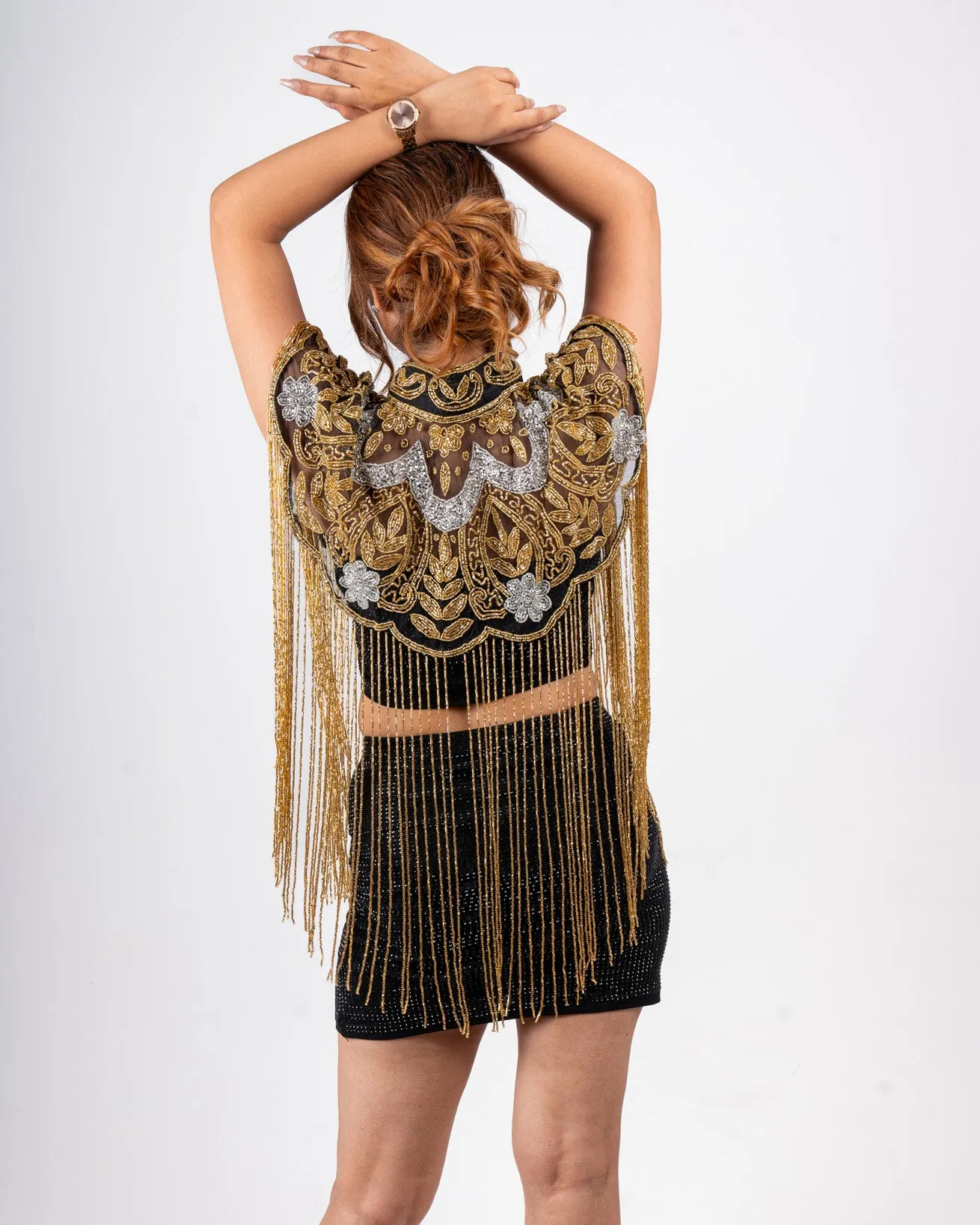 Black & Gold Beaded Shrug