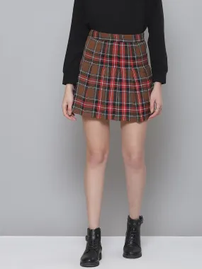 Black Plaid Check Mini Skirt