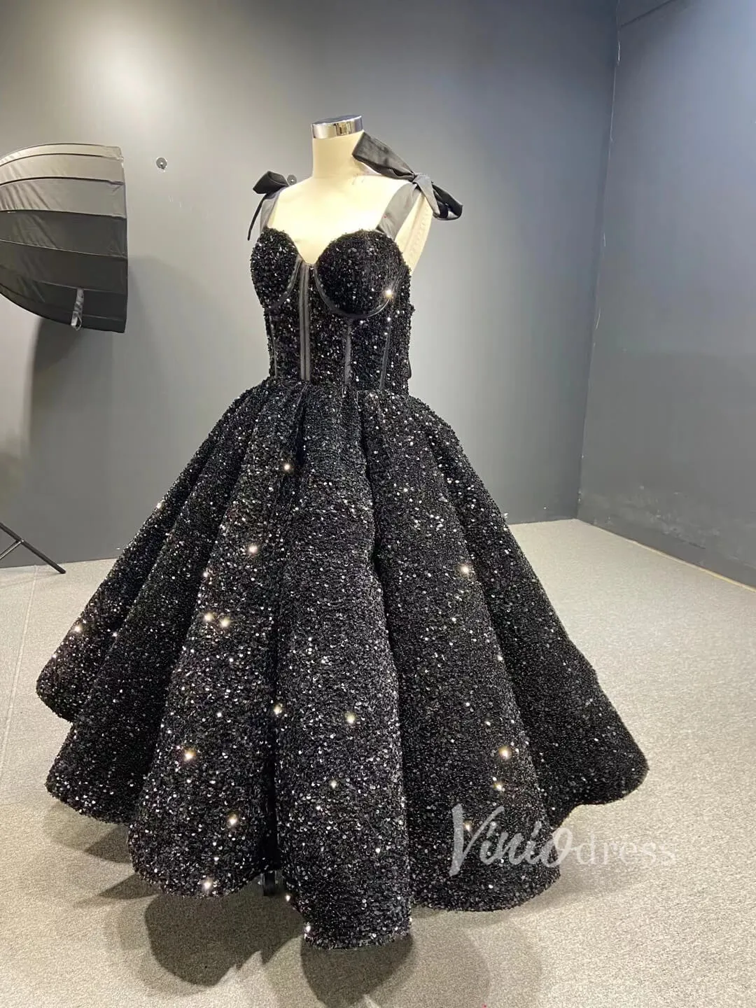 Black Prom Dress Vintage Sweetheart Masquerade Dress FD1763 Tea Length