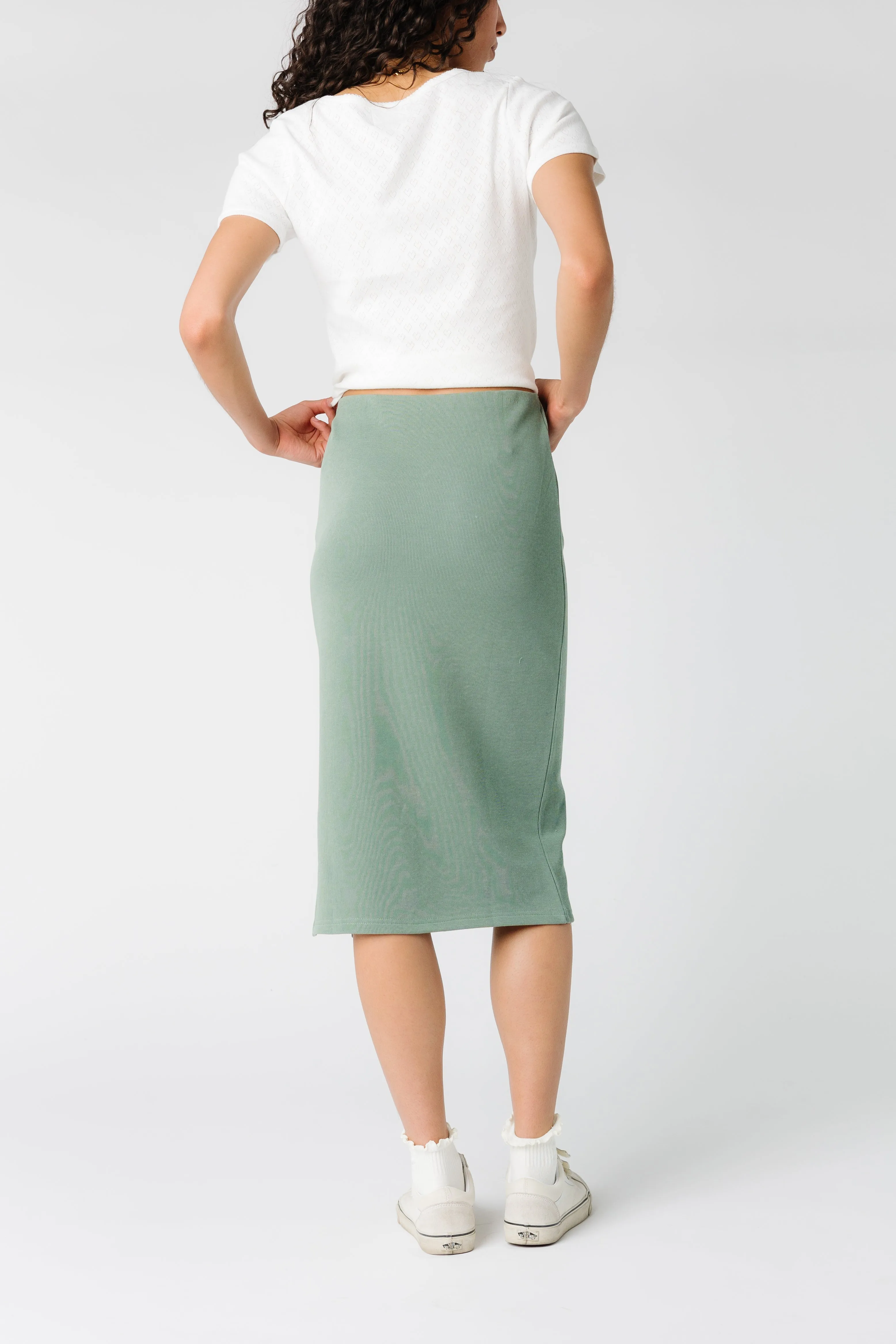 Brass & Roe The Go To Skirt - Dusty Sage