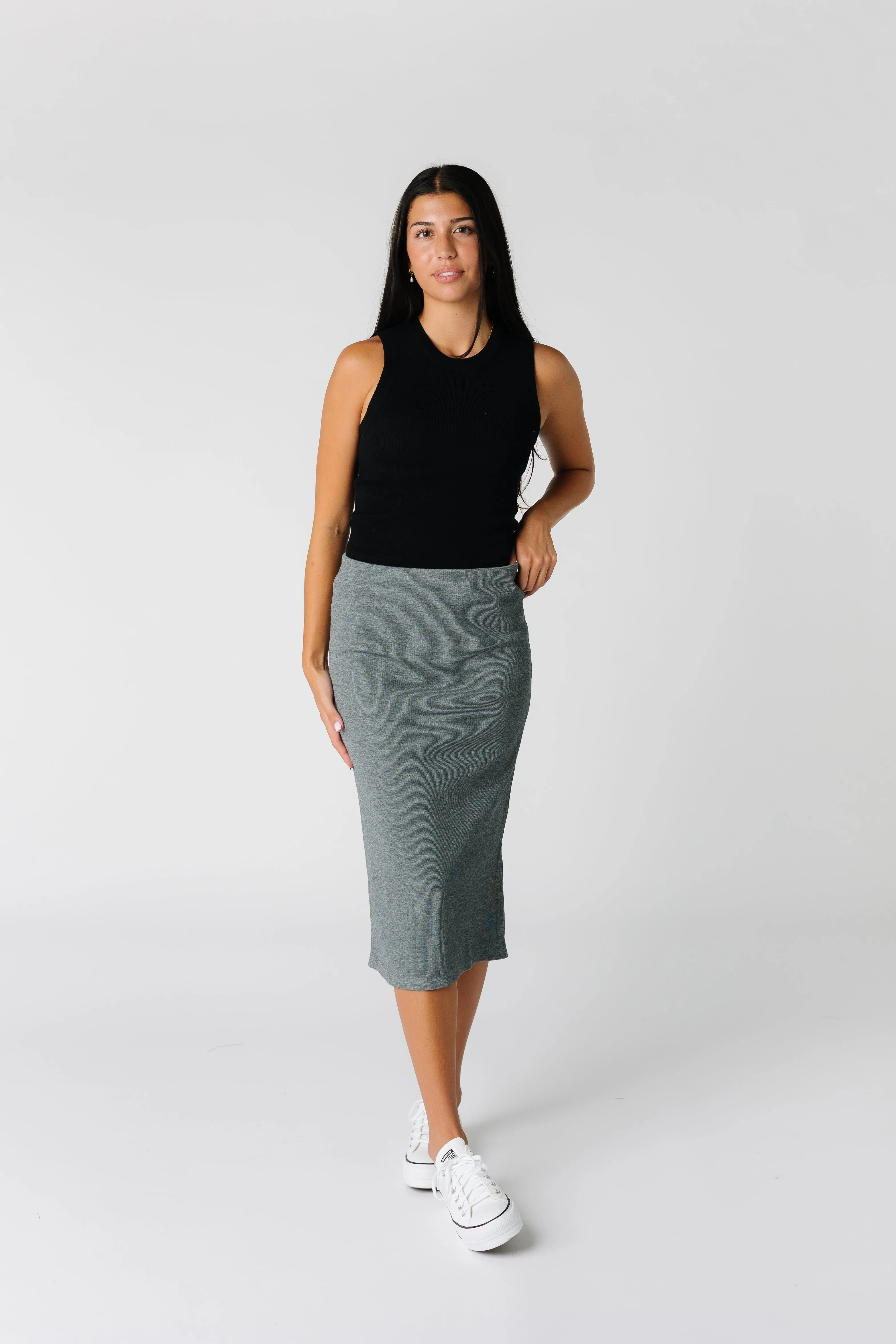 Brass & Roe The Go To Skirt - Heather Grey