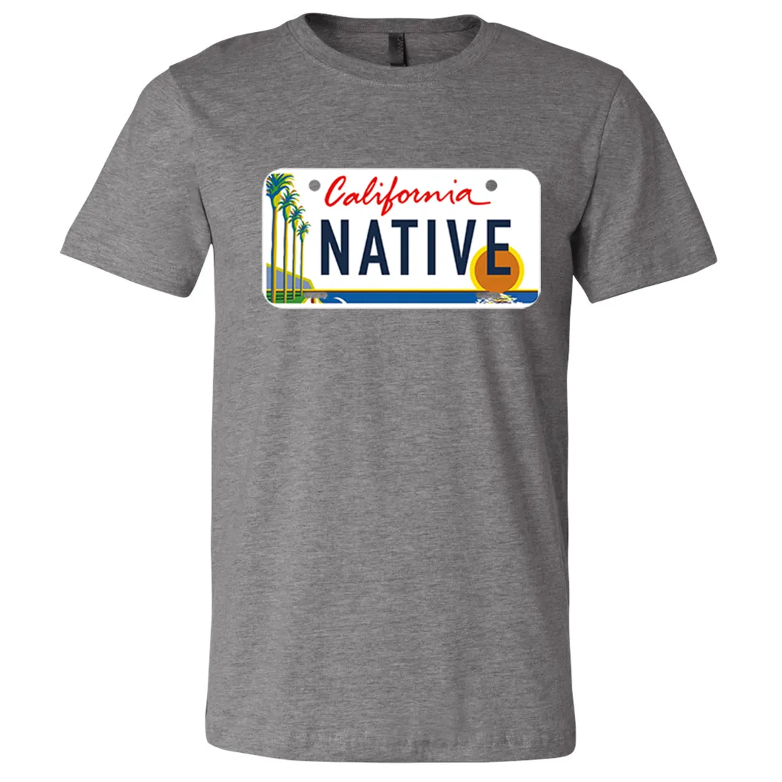 California Native License Plate Asst Colors Mens Lightweight Fitted T-Shirt/tee