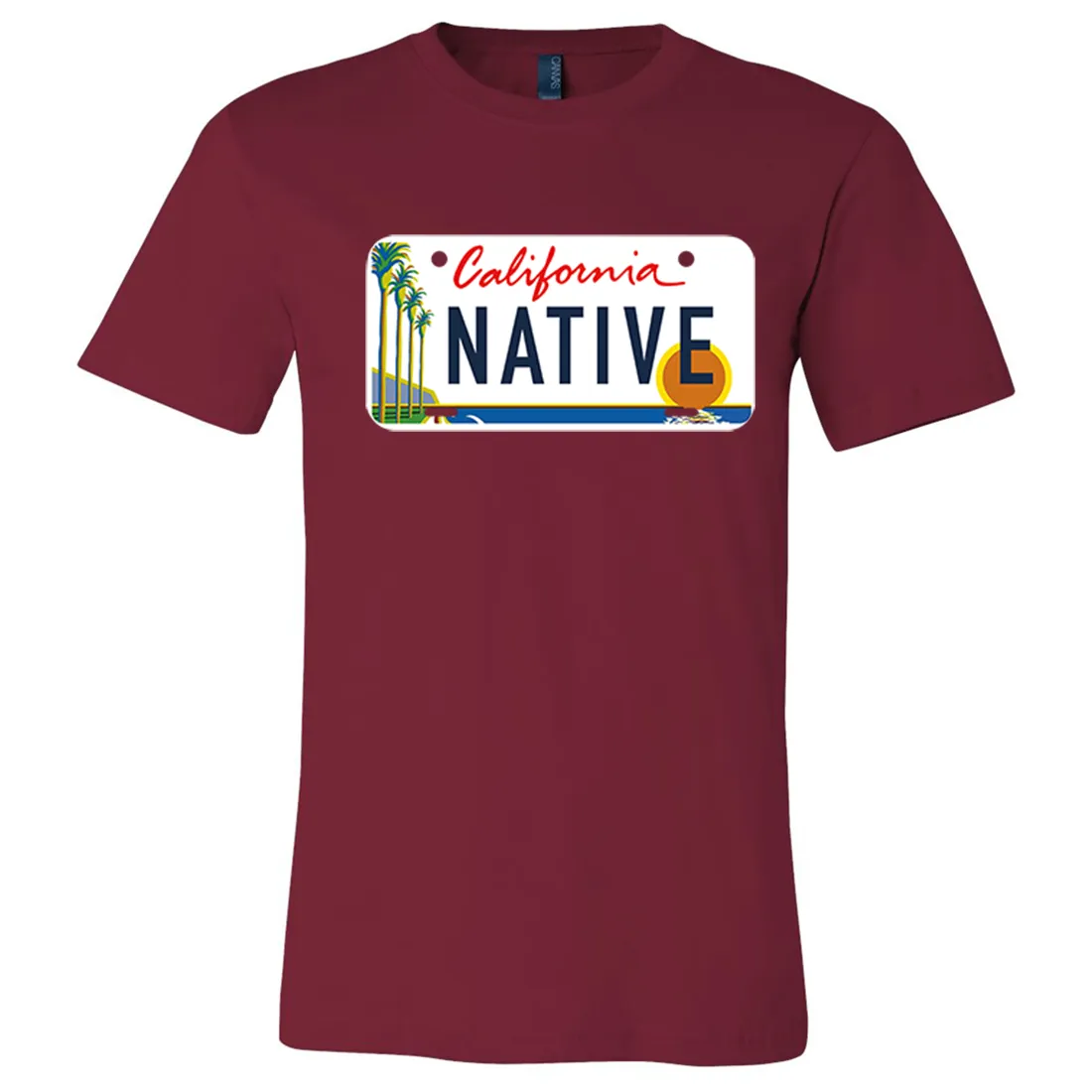 California Native License Plate Asst Colors Mens Lightweight Fitted T-Shirt/tee