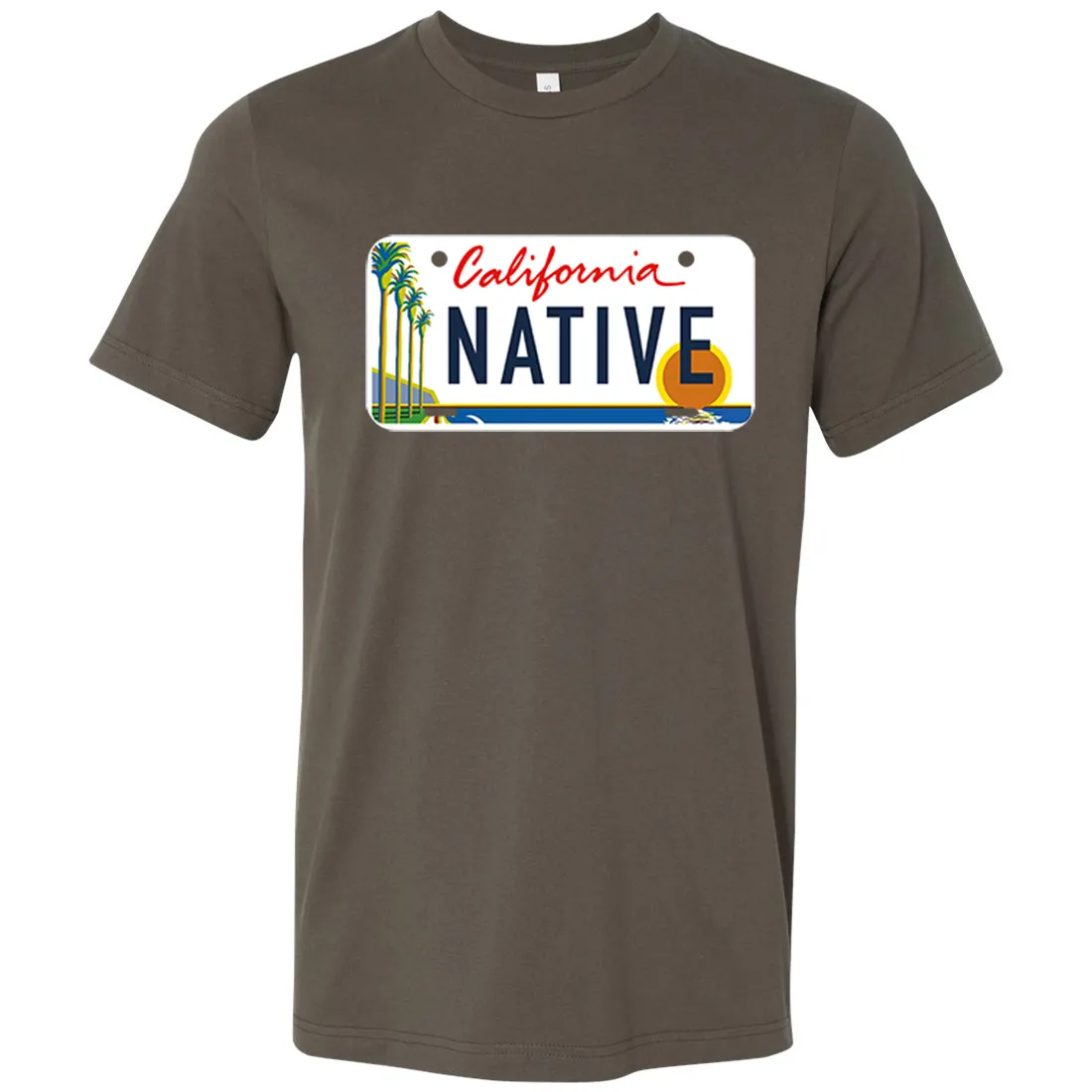 California Native License Plate Asst Colors Mens Lightweight Fitted T-Shirt/tee