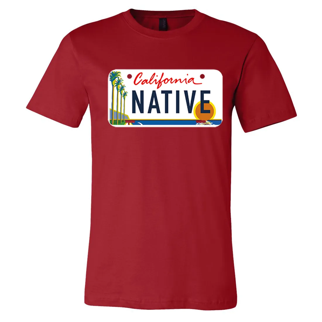 California Native License Plate Asst Colors Mens Lightweight Fitted T-Shirt/tee