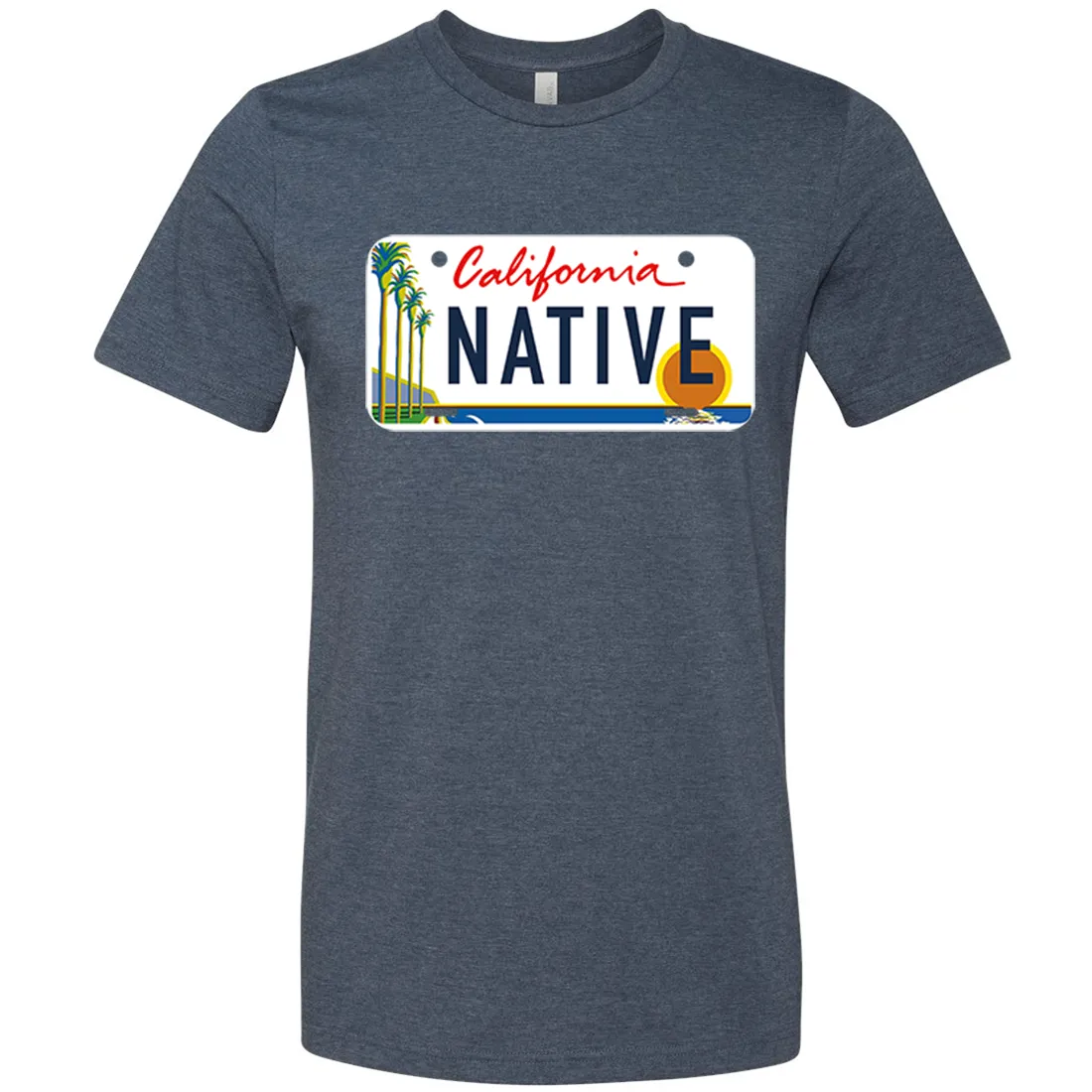 California Native License Plate Asst Colors Mens Lightweight Fitted T-Shirt/tee