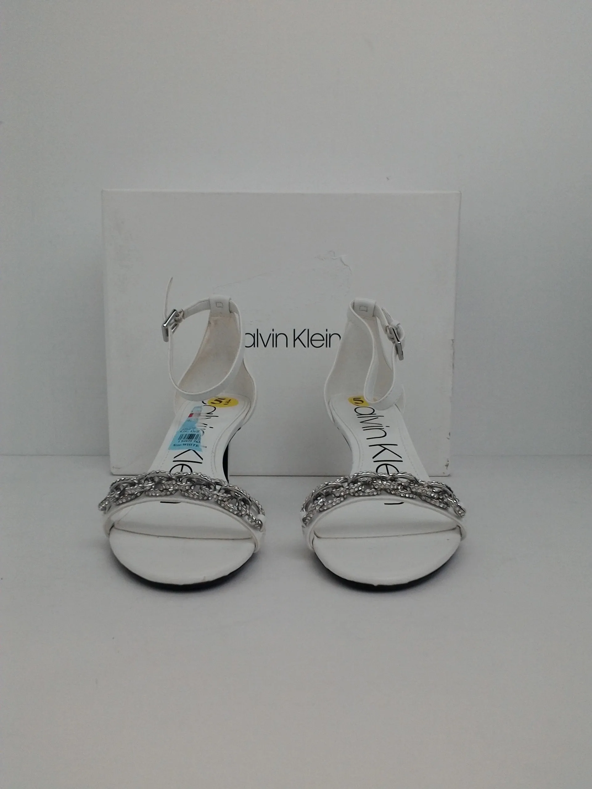 Calvin Klein Women's White Reem 2 Kid Smooth Size 5.5