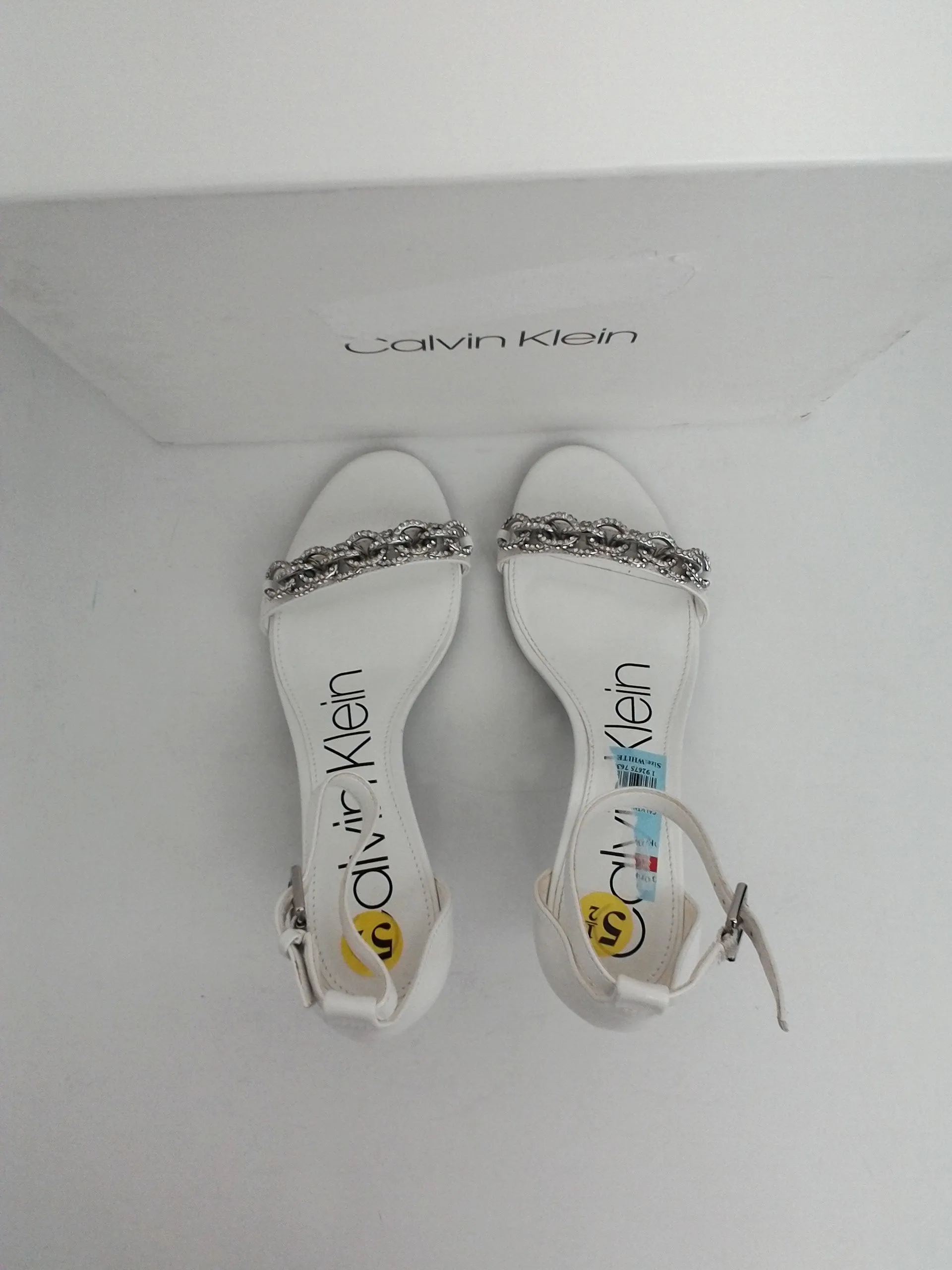 Calvin Klein Women's White Reem 2 Kid Smooth Size 5.5