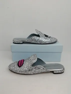 CHIARA FERRAGNI Women's Silver Glitter Argento Loafer Size 39