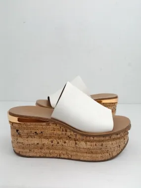 Chloé Women's White Leather Wedge Sandal Size 35