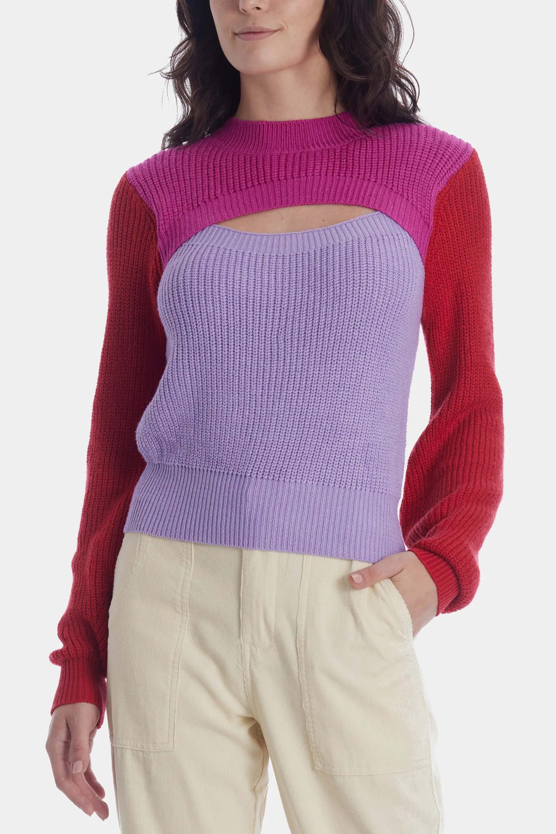 Colorblock Cutout Sweater