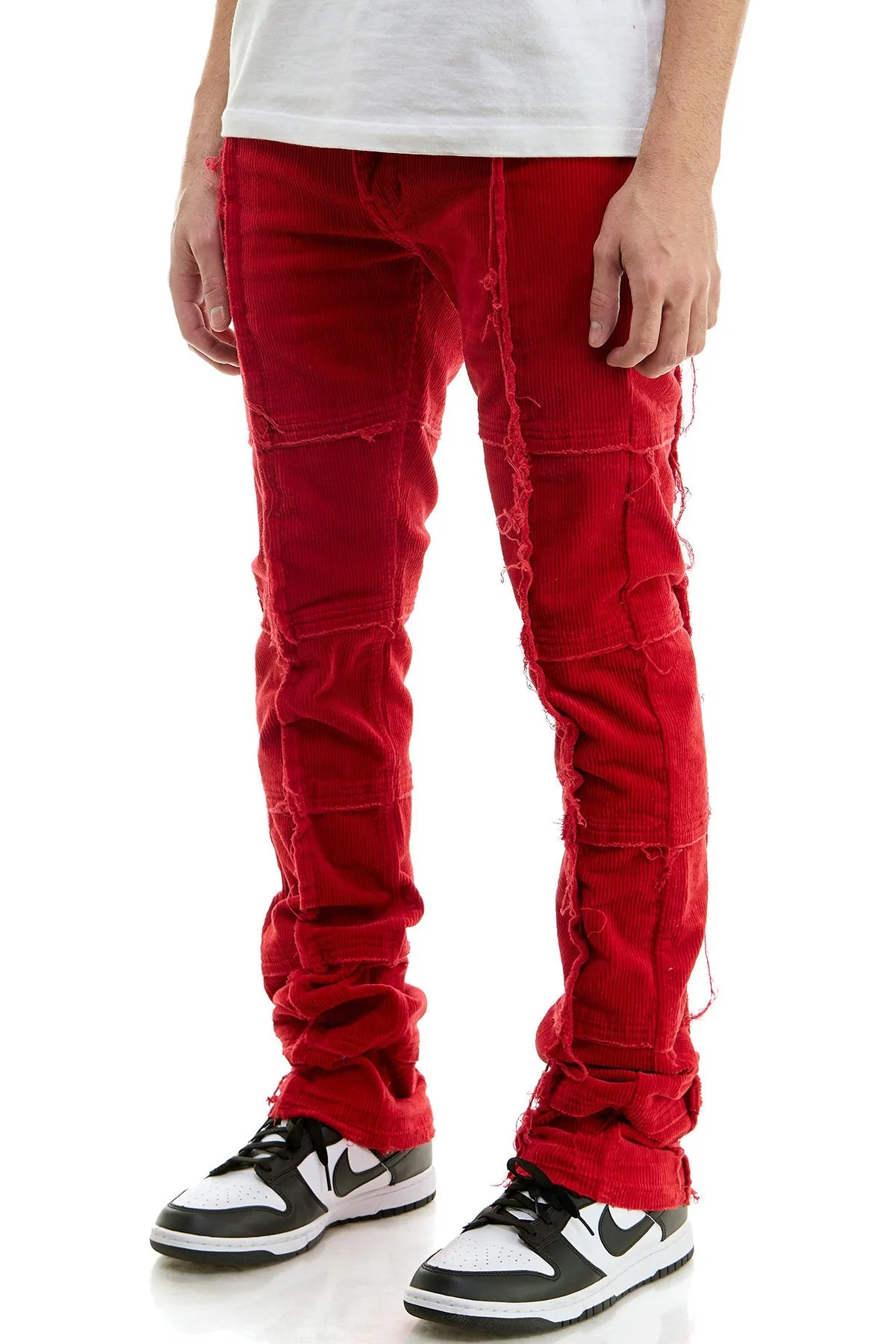 Corduroy Stacked Pants in Red