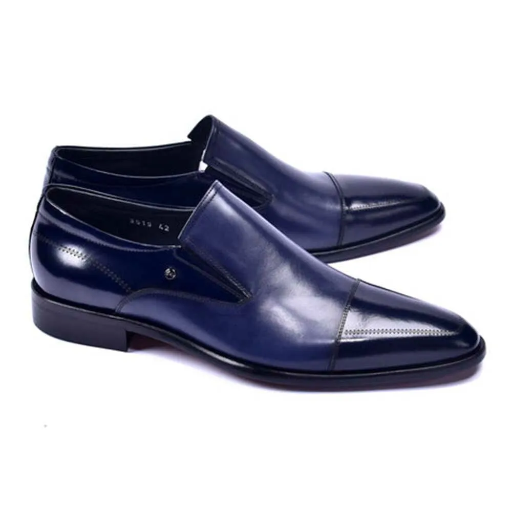 Corrente Navy Cap Toe Calfskin Slip-on Loafer for Men