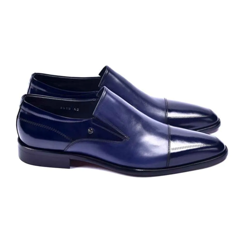 Corrente Navy Cap Toe Calfskin Slip-on Loafer for Men