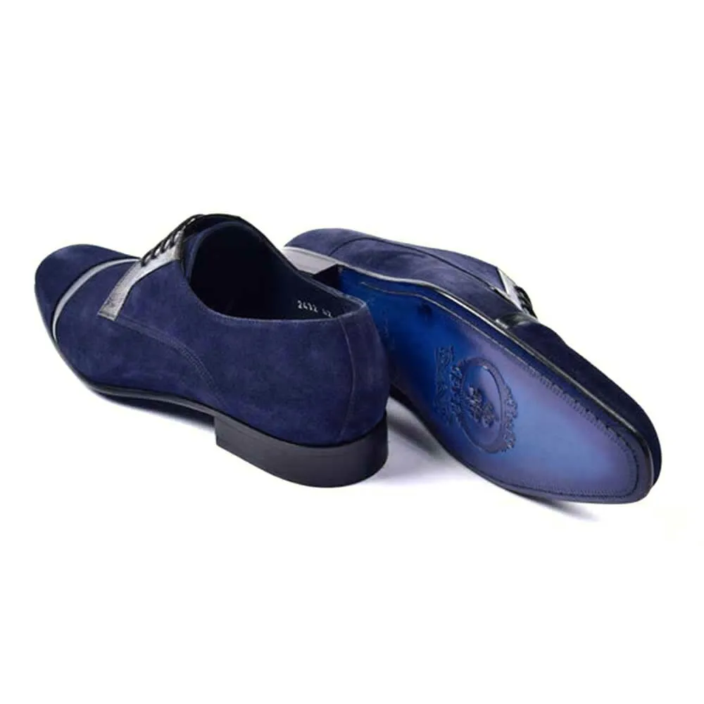 Corrente Navy Suede Lizard Calfskin Lace-up Shoe for Men