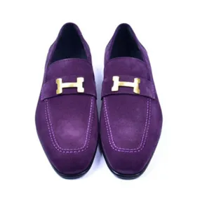 Corrente Purple Suede Loafers for Men