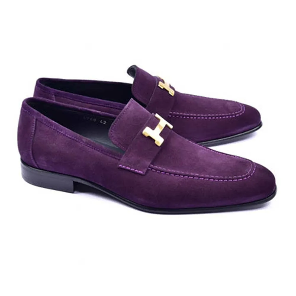 Corrente Purple Suede Loafers for Men