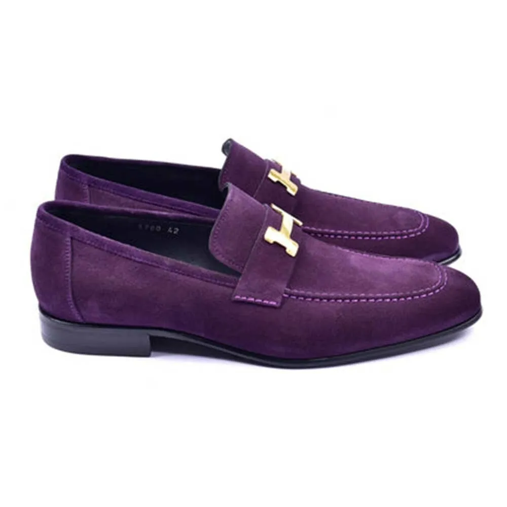 Corrente Purple Suede Loafers for Men