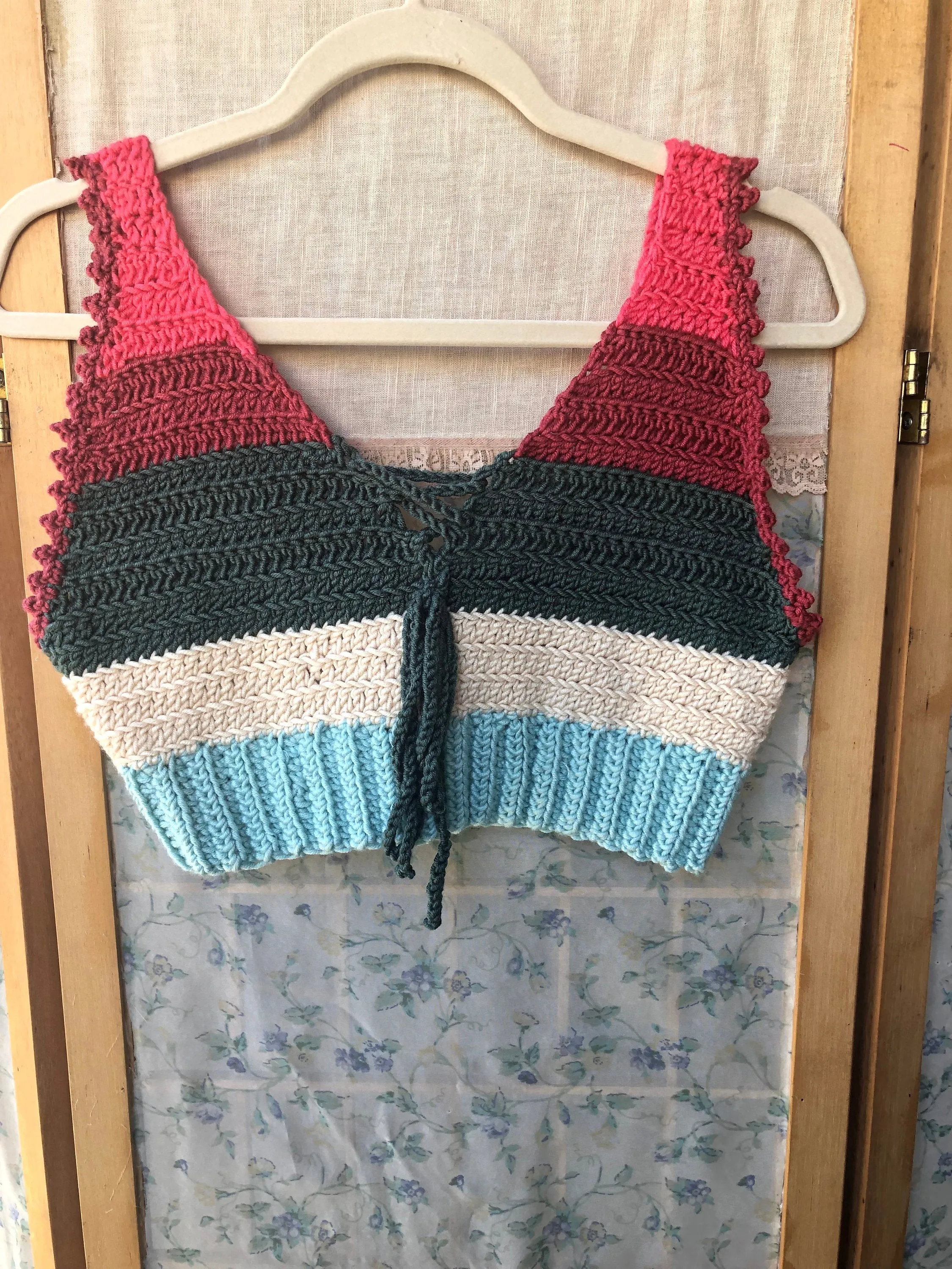 Crochet Crop Top Crochet Halter Bralette - Pink, Blue, Olive Green,Ivory  - Natural, Boho Hippie Crochet Top, festival Crochet Cropped Top