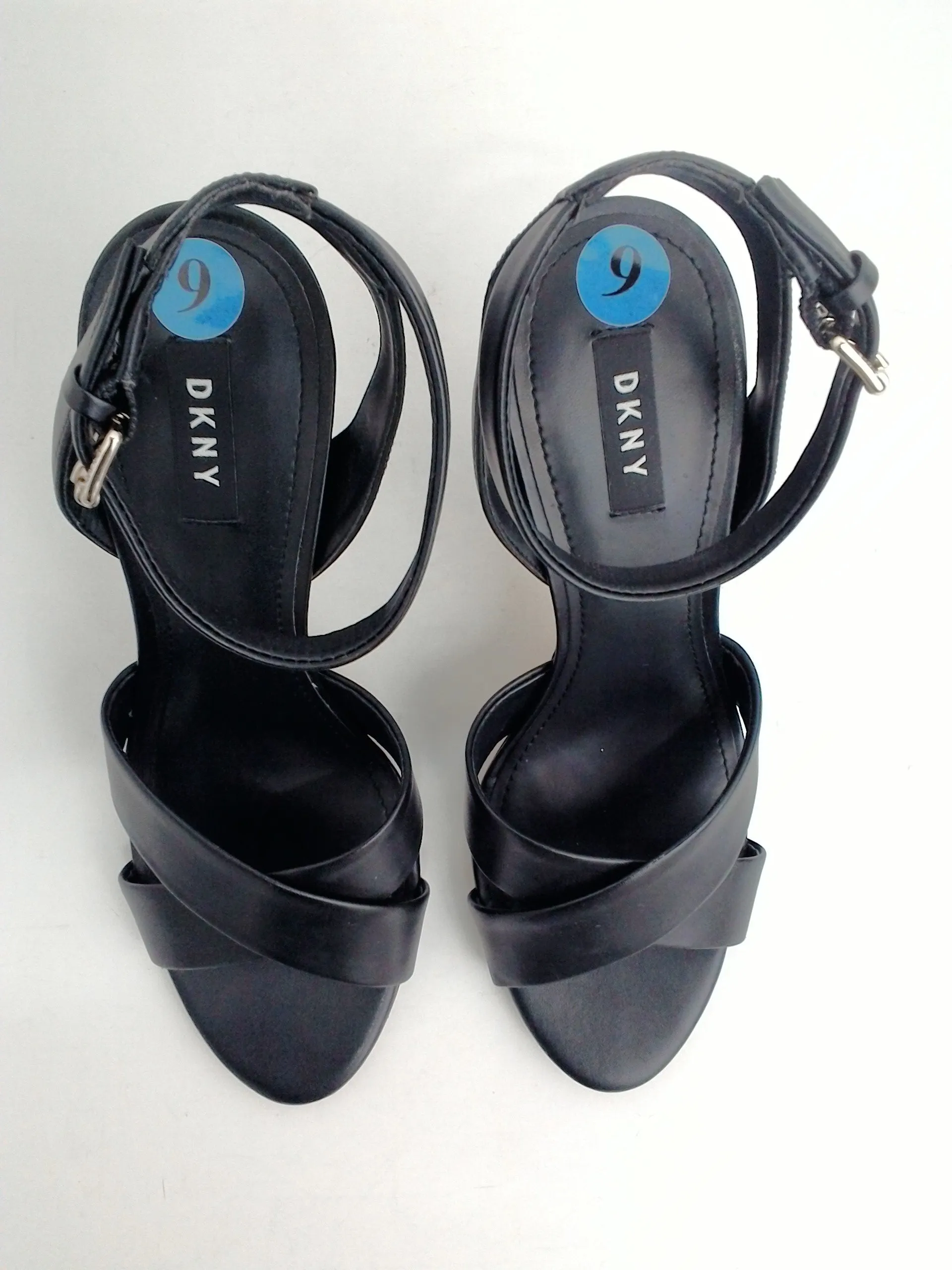 DKNY Women's Dress Heeled Leather Black Sandal Size 9 M