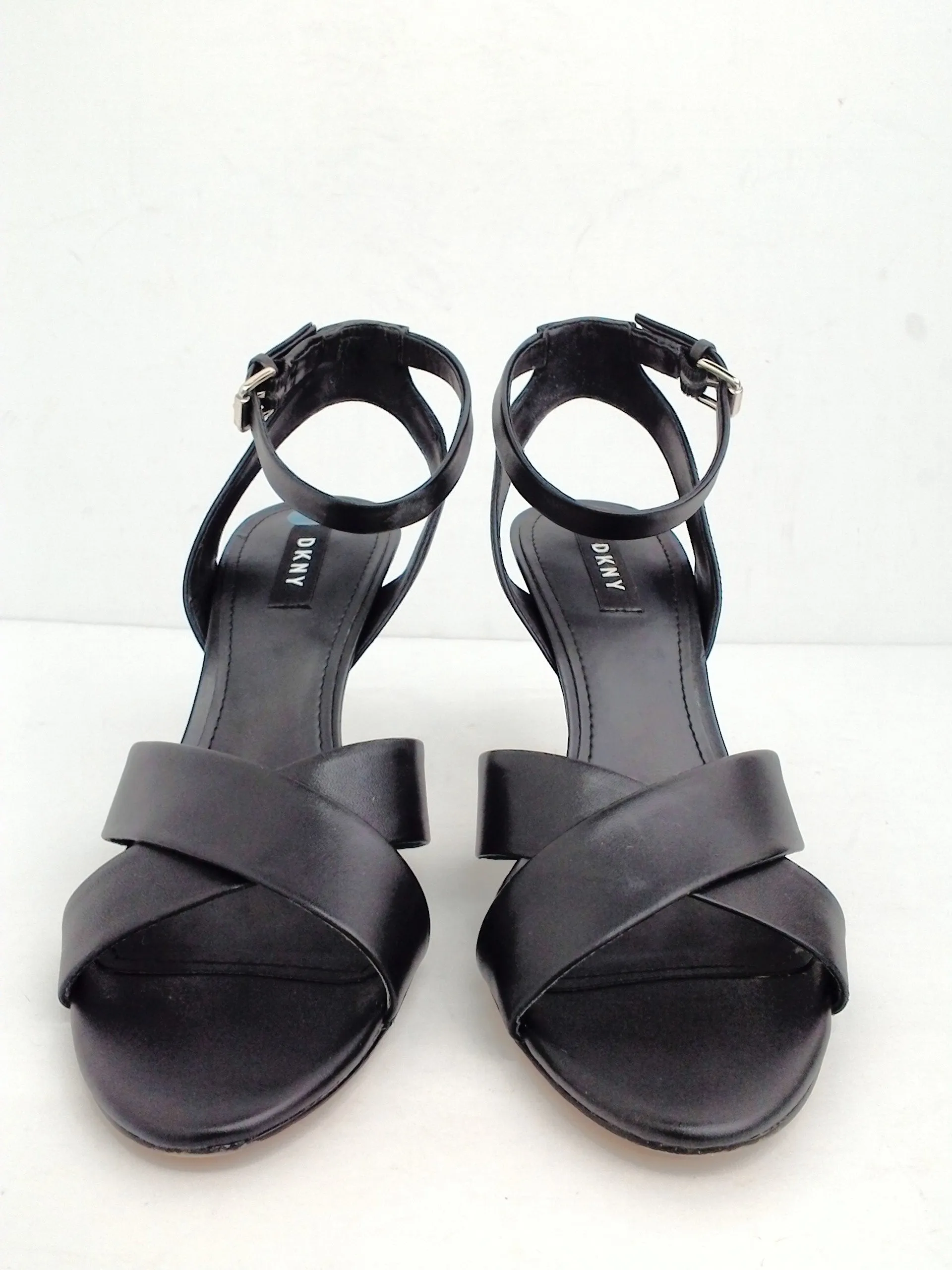 DKNY Women's Dress Heeled Leather Black Sandal Size 9 M