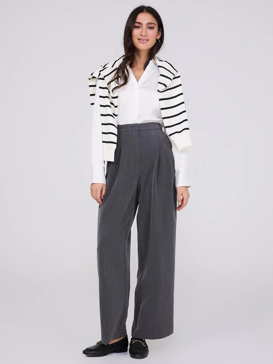 Double Pleated Wide Leg Trousers