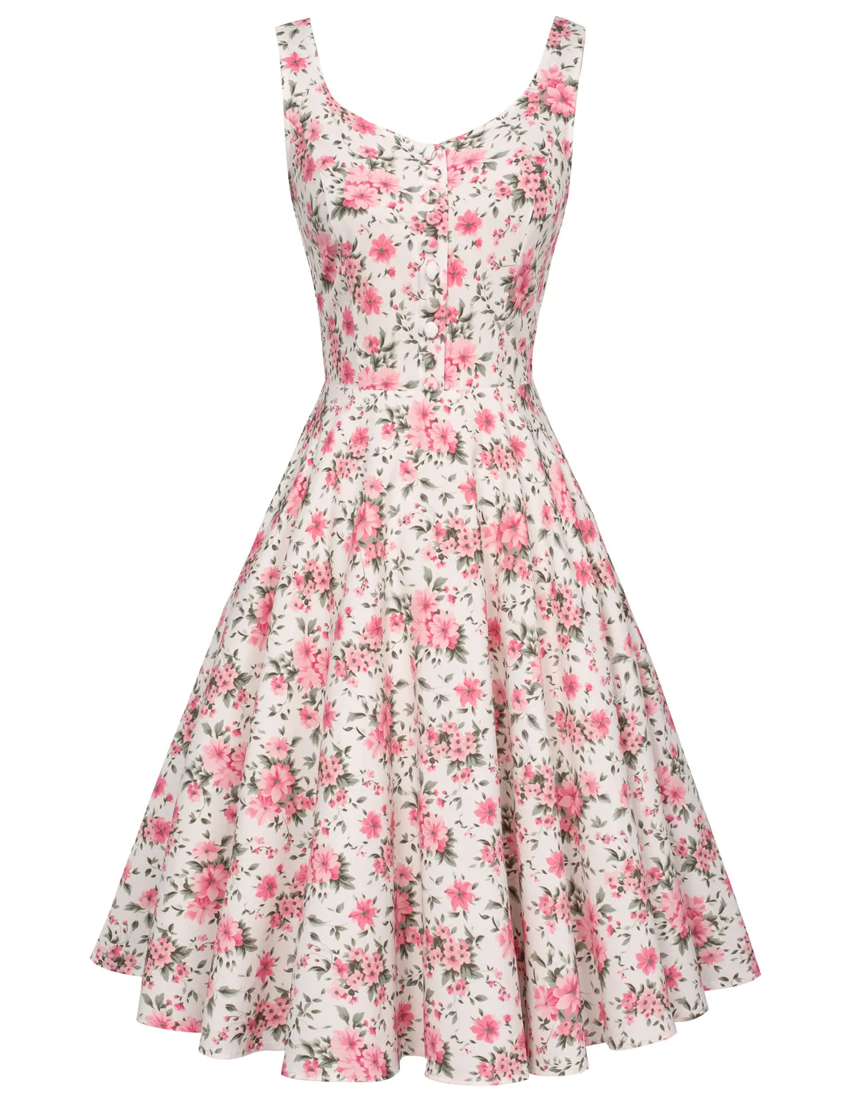 Fans Look of 1950s Retro Vintage Floral Patterns Sleeveless Homecoming Dresses Cocktail Party A-Line Dress for Summer